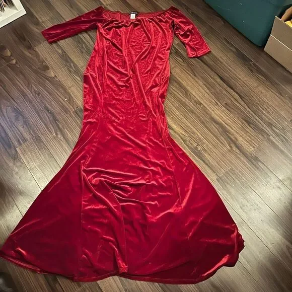 Pyramid Collection Women Velvet Maxi Dress Goth Witchy Vamp Whimsigoth Rennaisan - Picture 2 of 6